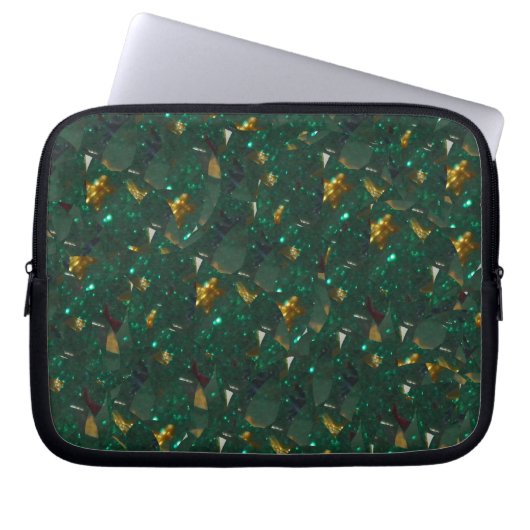 Gold Speckled Green Electronics Bag Laptopschutzhülle (Vorderseite)