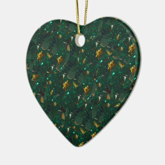 Gold Speckled Green Heart Ornament (Links)
