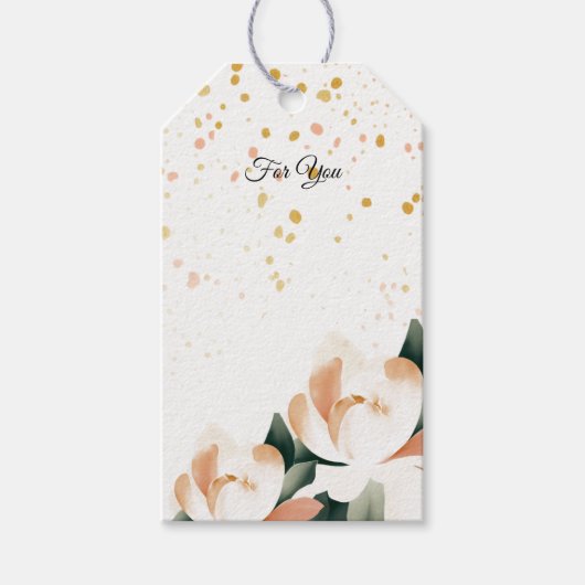 Gold Speckled Watercolor Peony Geschenktasten Geschenkanhänger (Vorderseite)