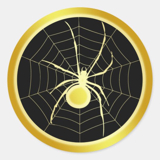 GOLD SPIDER UND WEB RUNDER AUFKLEBER (Vorderseite)