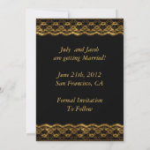 Gold-Spitze auf Black Wedding Save the Date Einladung (Rückseite)