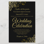 Gold Spitzen auf Black BUDGET Hochzeit Einladung g (Vorderseite)
