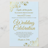 Gold Spitzen auf blauem HAUSHALT Hochzeitsempfang  (Vorderseite)