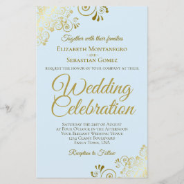 Gold Spitzen auf blauem HAUSHALT Hochzeitsempfang