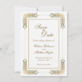 Gold-Spitzen-Border-Hochzeit Sichern Sie das Datum Save The Date (Vorderseite)