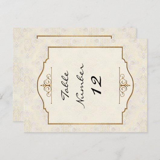 Gold & Spitzen Klassisches Formal Hochzeitsfeiern Postkarte (Vorne/Hinten)
