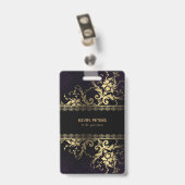 Gold-Spitzen und Blume Ausweis (Rückseite mit Clip)