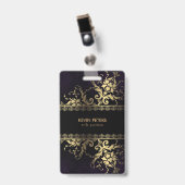 Gold-Spitzen und Blume Ausweis (Vorderseite mit Clip)