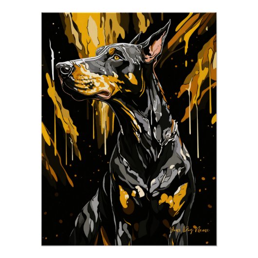 Gold Splash Doberman Dog 01 - Eartha Vandenstein Poster (Vorderseite)