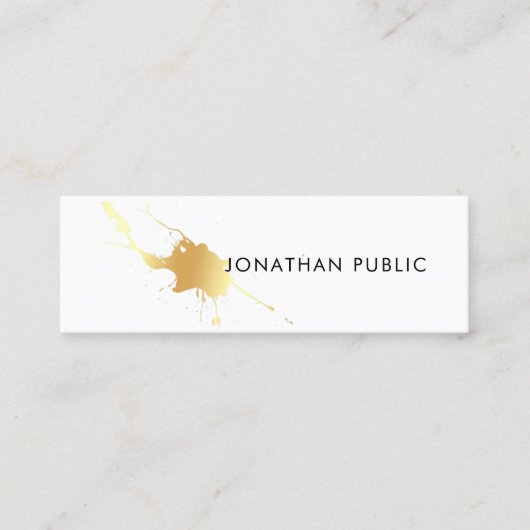 Gold Splash Modernes, elegantes Template Beruflich Mini Visitenkarte (Vorderseite)