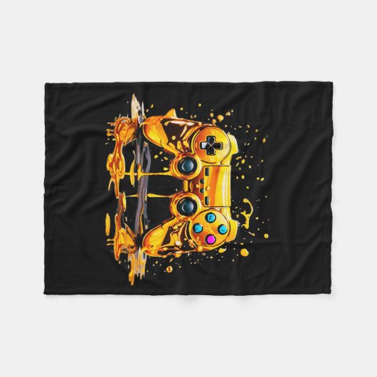 Gold Splash Video Game Controller Golden Gamer Gam Fleecedecke (Vorderseite (Horizontal))