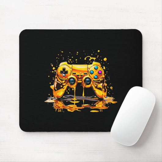 Gold Splash Video Game Controller Golden Gamer Gam Mousepad (Mit Mouse)