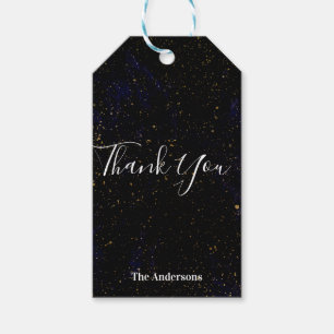 Gold Splatter Modern Chic Lila Blau Kosmische Guns Geschenkanhänger