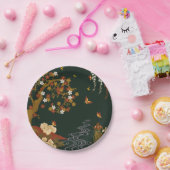 Gold Spring Floral Cherry Blossom River Night Pappteller (Party)