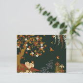 Gold Spring Floral Cherry Blossom River Night Postkarte (Stehend Vorderseite)