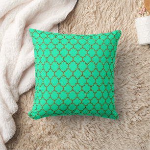 Gold Spring Green Quatrefoil Kissen