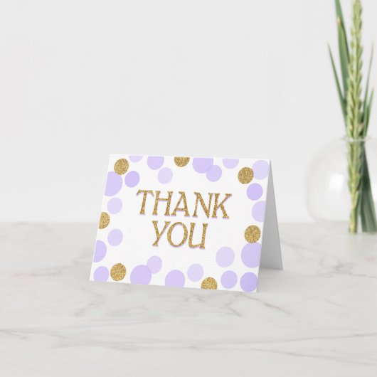 Gold Sprinkles Scatter Lavender Dots Vielen Dank Dankeskarte (Vorderseite)