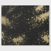 Gold-Spritzer auf Schwarz Geschenkpapier (Flach)