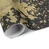 Gold-Spritzer auf Schwarz Geschenkpapier (Rolleneckpunkt)