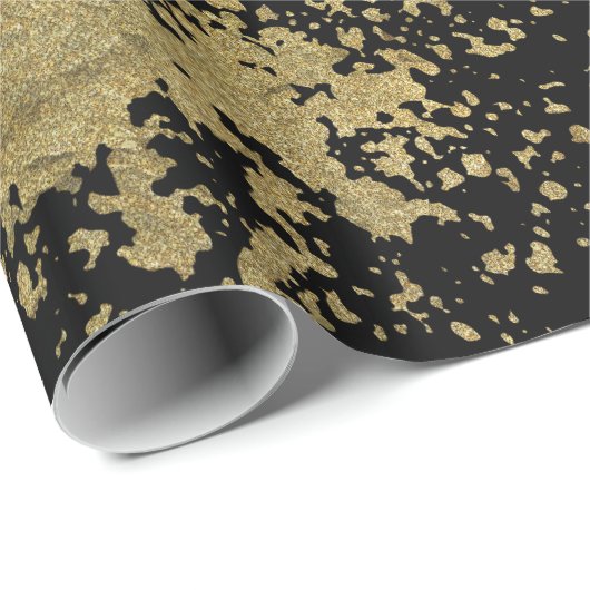 Gold-Spritzer auf Schwarz Geschenkpapier (Rolleneckpunkt)
