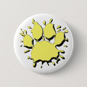 Gold Spritzer Dog Paw Zeichnend Button