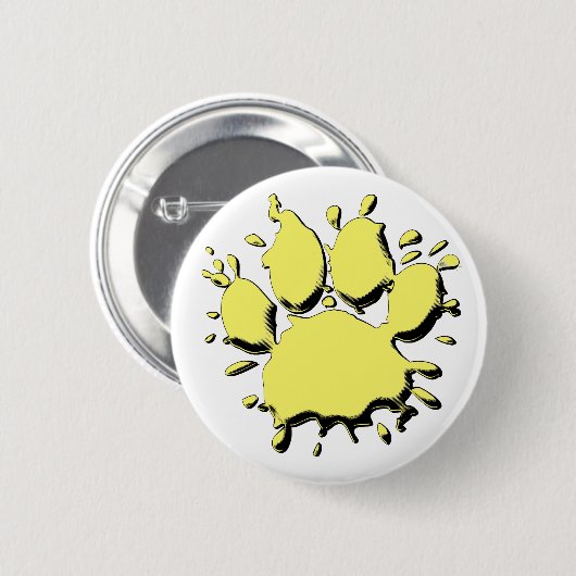 Gold Spritzer Dog Paw Zeichnend Button (Vorne & Hinten)