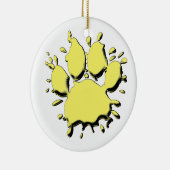 Gold Spritzer Dog Paw Zeichnend Keramik Ornament (Rechts)