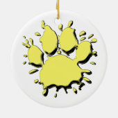Gold Spritzer Dog Paw Zeichnend Keramik Ornament (Hinten)