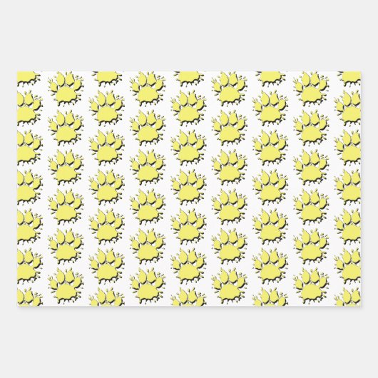Gold Spritzer Dog Paw Zeichnend Muster Geschenkpapier Set (Vorderseite 3)