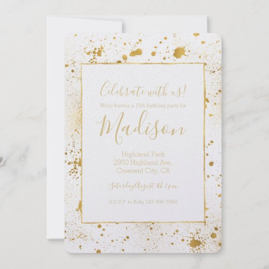 Gold Spritzer Einladung (Vorderseite)