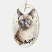 Gold Spritzer Meowy Christmas Siamese Katze Keramik Ornament (Links)