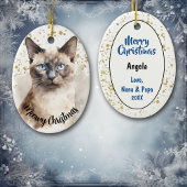Gold Spritzer Meowy Christmas Siamese Katze Keramik Ornament