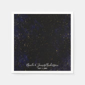 Gold Spritzer Modernes Lila blauer kosmisches Part Serviette (Vorderseite)