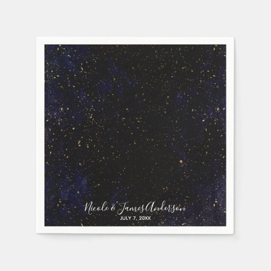 Gold Spritzer Modernes Lila blauer kosmisches Part Serviette (Vorderseite)