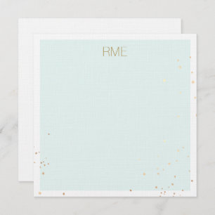 Gold Spritzer Monogram Light Blue Note Card Mitteilungskarte