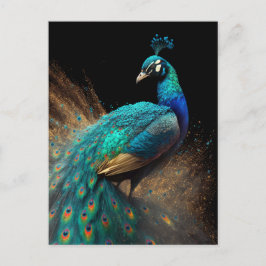 Gold Spritzer Peacock Postkarte