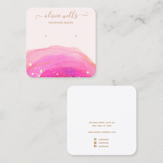 Gold Spritzer Rosa Farbvorschau Quadratische Visitenkarte (Vorne/Hinten)