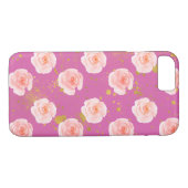 Gold Spritzer Rosa Rosen Aquarell Case-Mate iPhone Hülle (Rückseite (Horizontal))