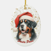 Gold Spritzer Santa Paws Berner Hund Keramik Ornament (Vorne)