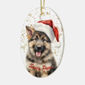 Gold Spritzer Santa Paws German Shepherd Puppy Keramik Ornament (Links)