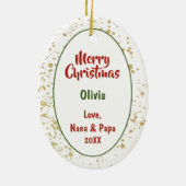 Gold Spritzer Santa Paws German Shepherd Puppy Keramik Ornament (Hinten)