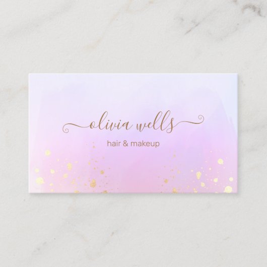 Gold Spritzer Script Rosa Abstrakter Farbbus Visitenkarte (Vorderseite)