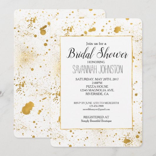 Gold Spritzers Brautparty Einladung (Vorne/Hinten)