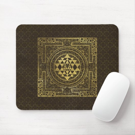 Gold Sri Yantra/Sri Chakra Mousepad (Mit Mouse)