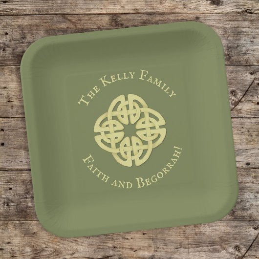 Gold St. Patrick's Day Personalisiert Celtic Pappteller