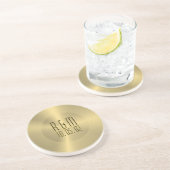 Gold Stainless Steel 2 Look Monogram Getränkeuntersetzer (Seite)
