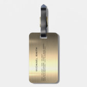 Gold Stainless Steel Metal Luggage Tag Gepäckanhänger (Rückseite vertikal)