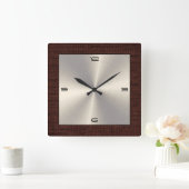 Gold Stainless Steel Moderne Burlap Border Quadratische Wanduhr (Zuhause)