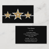 Gold Star 3 Sterne Visitenkarte schwarz (Vorne/Hinten)