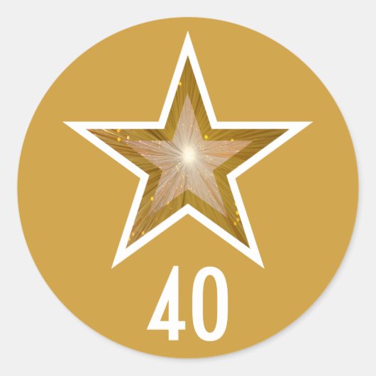 "Gold" Star "40" ("40"), rund Aufkleber gelb (Vorderseite)